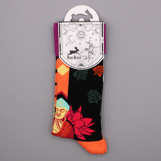 Hop Hare Bambussocken (S/M) - Rosa Buddha &amp; Lotus