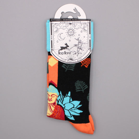 Hop Hare Bambussocken (S/M) - Blauer Buddha &amp; Lotus