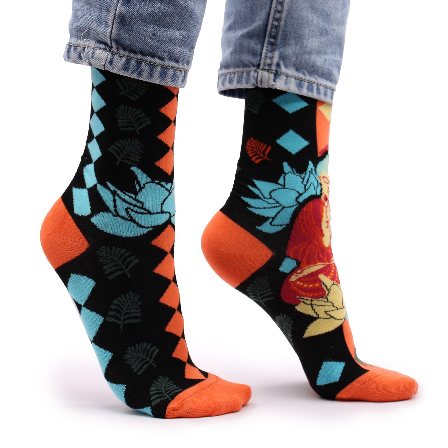 Hop Hare Bambussocken (S/M) - Blauer Buddha &amp; Lotus