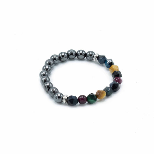 Bracelet en pierres précieuses sculptées - Arc-en-ciel magnétique