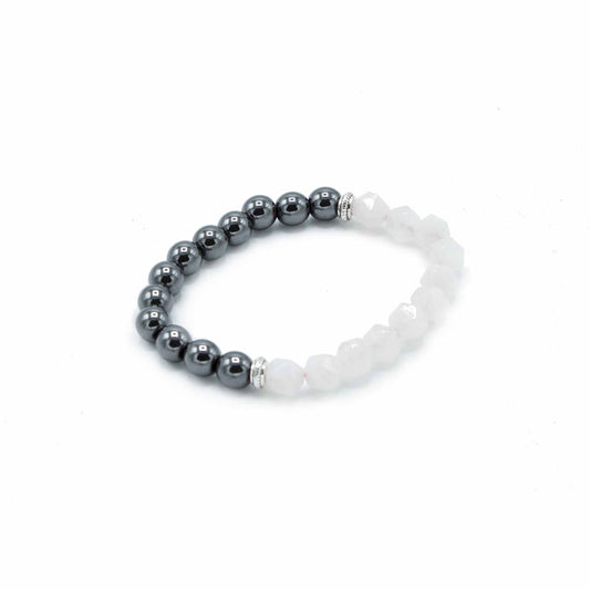 Bracelet en pierres précieuses sculptées - Quartz rose magnétique