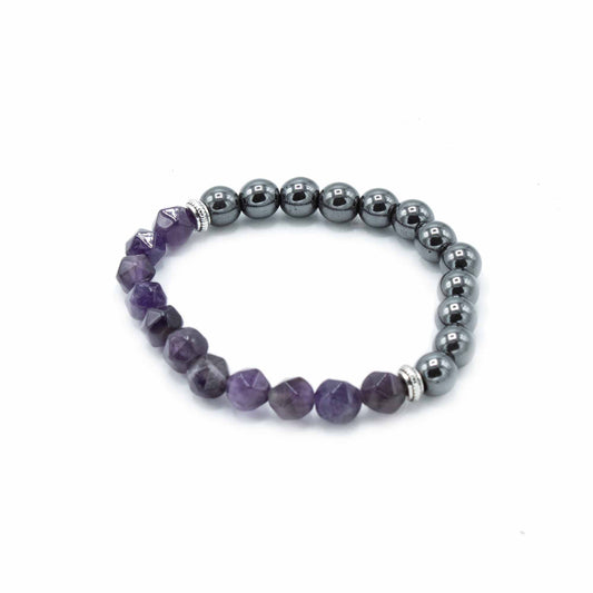 Bracelet en pierres précieuses sculptées - Améthyste magnétique