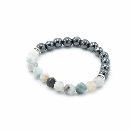 Bracelet en pierres précieuses sculptées - Jade de montagne magnétique