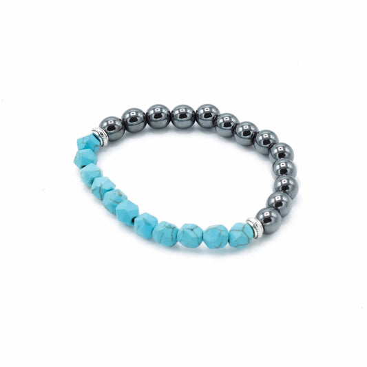 Bracelet en pierres précieuses sculptées - Turquoise magnétique