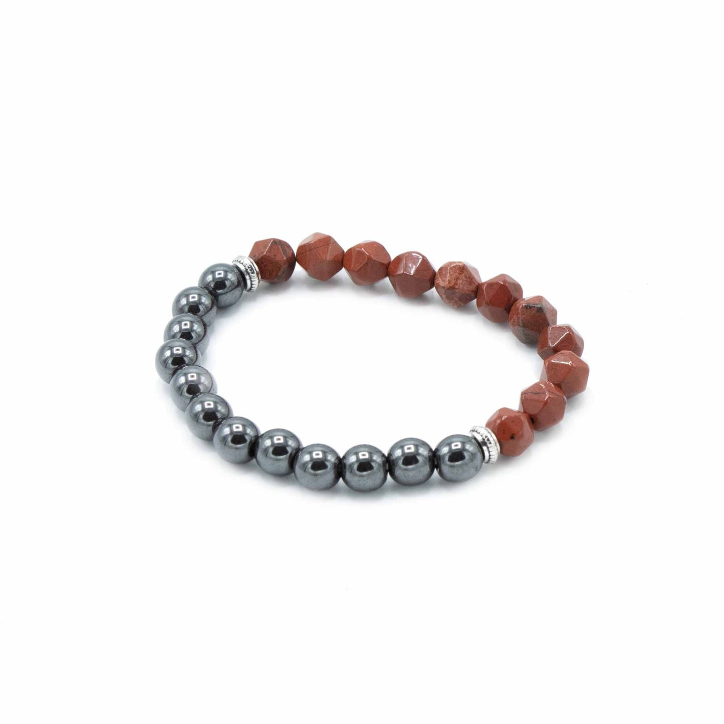 Bracelet en pierres précieuses sculptées - Jaspe rouge magnétique