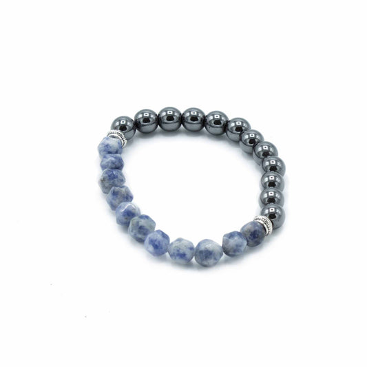 Bracelet en pierres précieuses sculptées - Sodalite magnétique