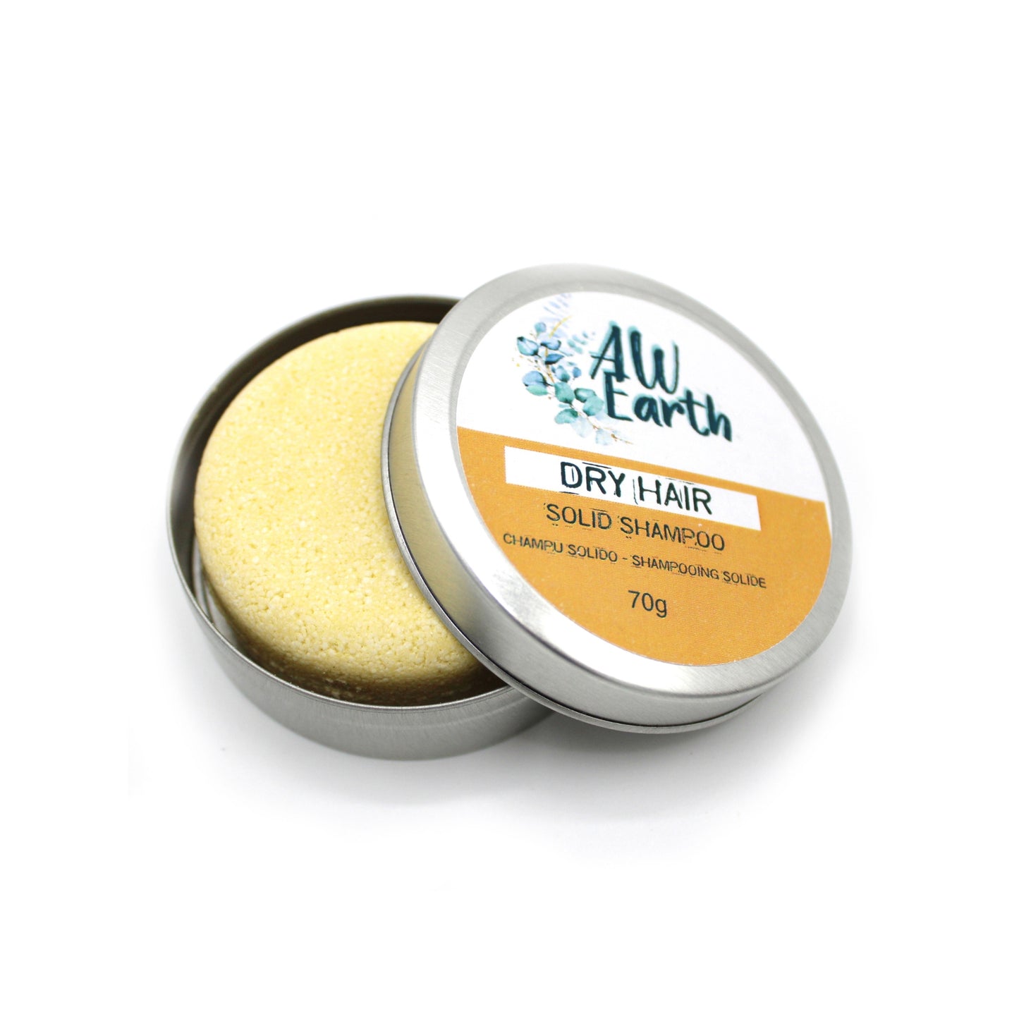 Shampoing solide artisanal en bidon de 70 g - Cheveux secs