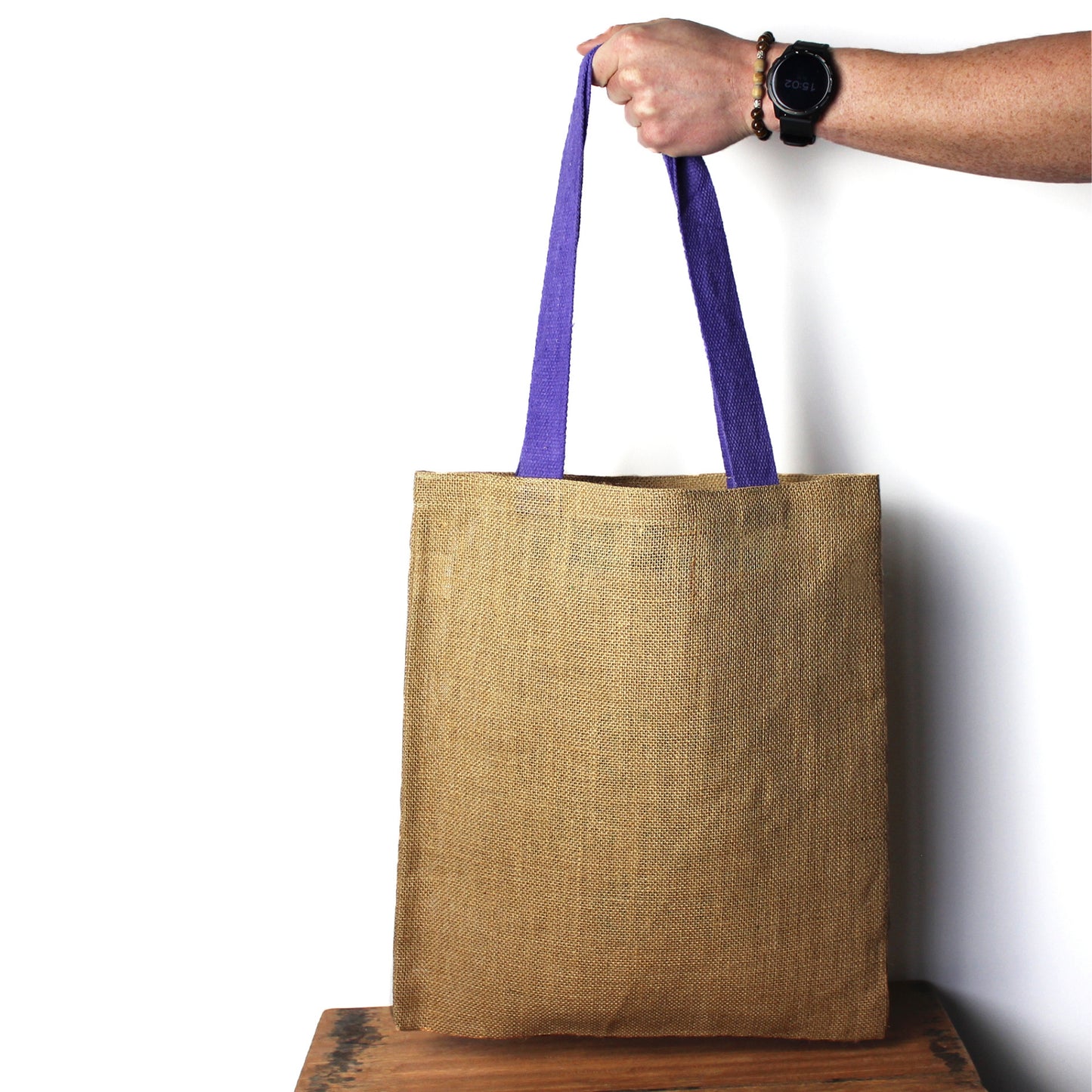 Große Jutetasche - 5 farbige Griffe