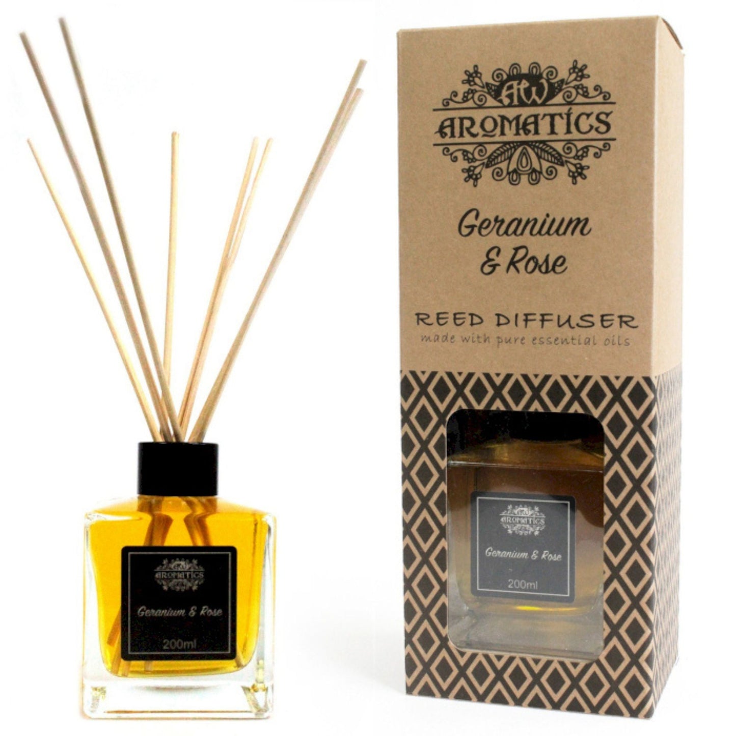 Diffuseur de roseaux aux huiles essentielles - Géranium et rose