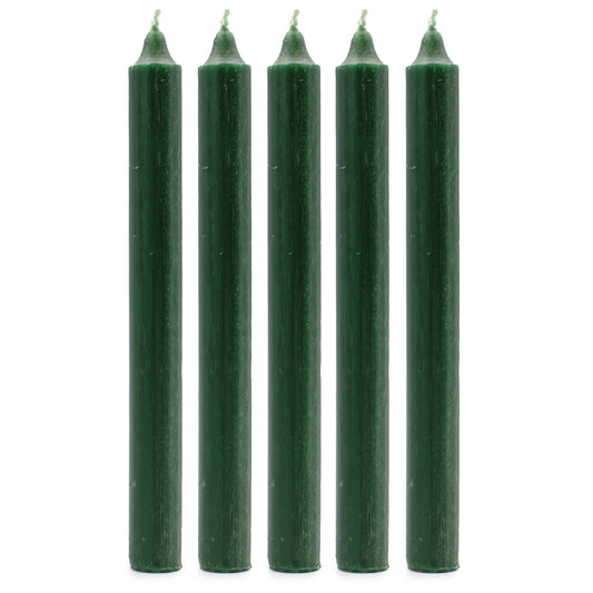 Lot de 21 bougies de table couleur unie - Vert houx rustique