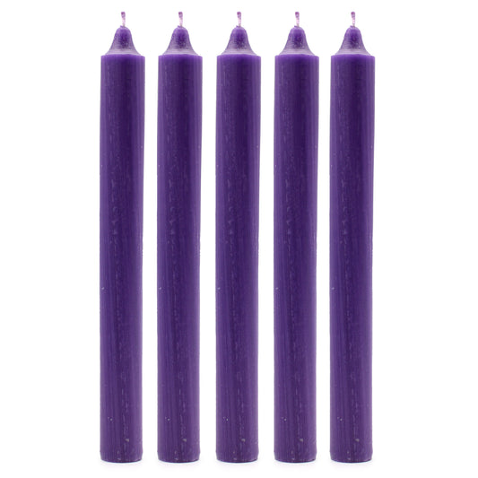 Lot de 21 bougies de table de couleur unie - Violet rustique