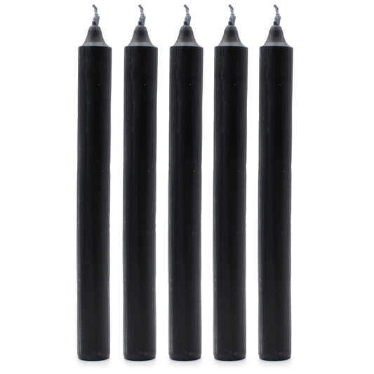 Lot de 21 bougies de table de couleur unie - Noir rustique