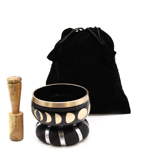 Ensemble de bols chantants tibétains - Phase de lune - Noir 10,7 cm