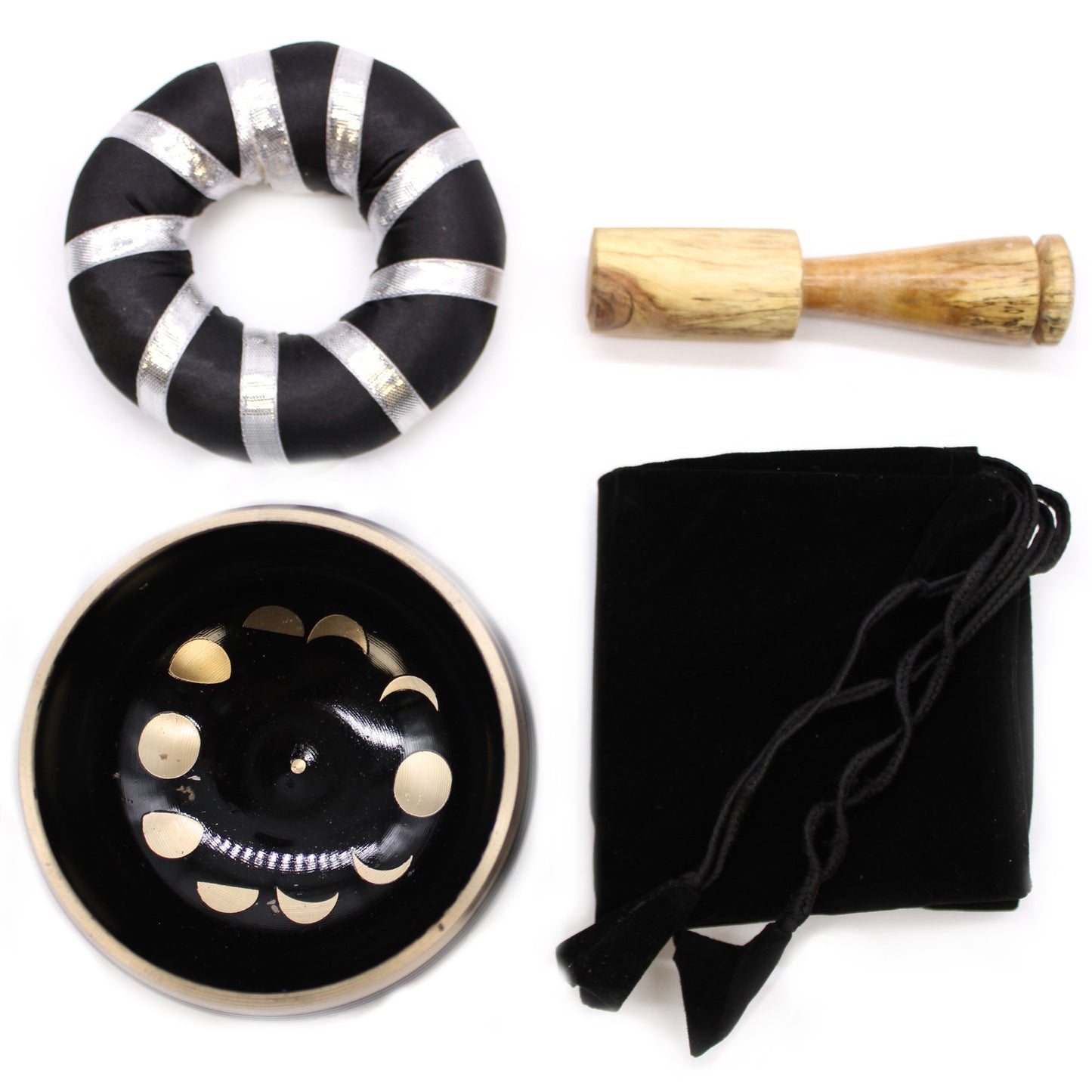 Ensemble de bols chantants tibétains - Phase de lune - Noir 10,7 cm