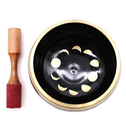 Grand ensemble de bols chantants tibétains - Phase de lune - Noir 14 cm