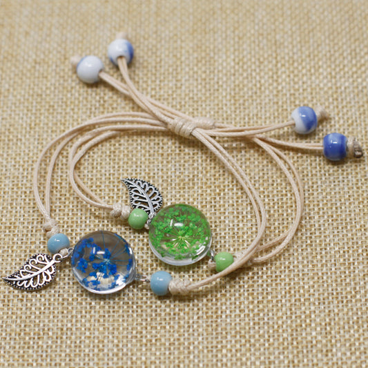 Fleurs pressées - Magnifique bracelet de fleurs et de feuilles