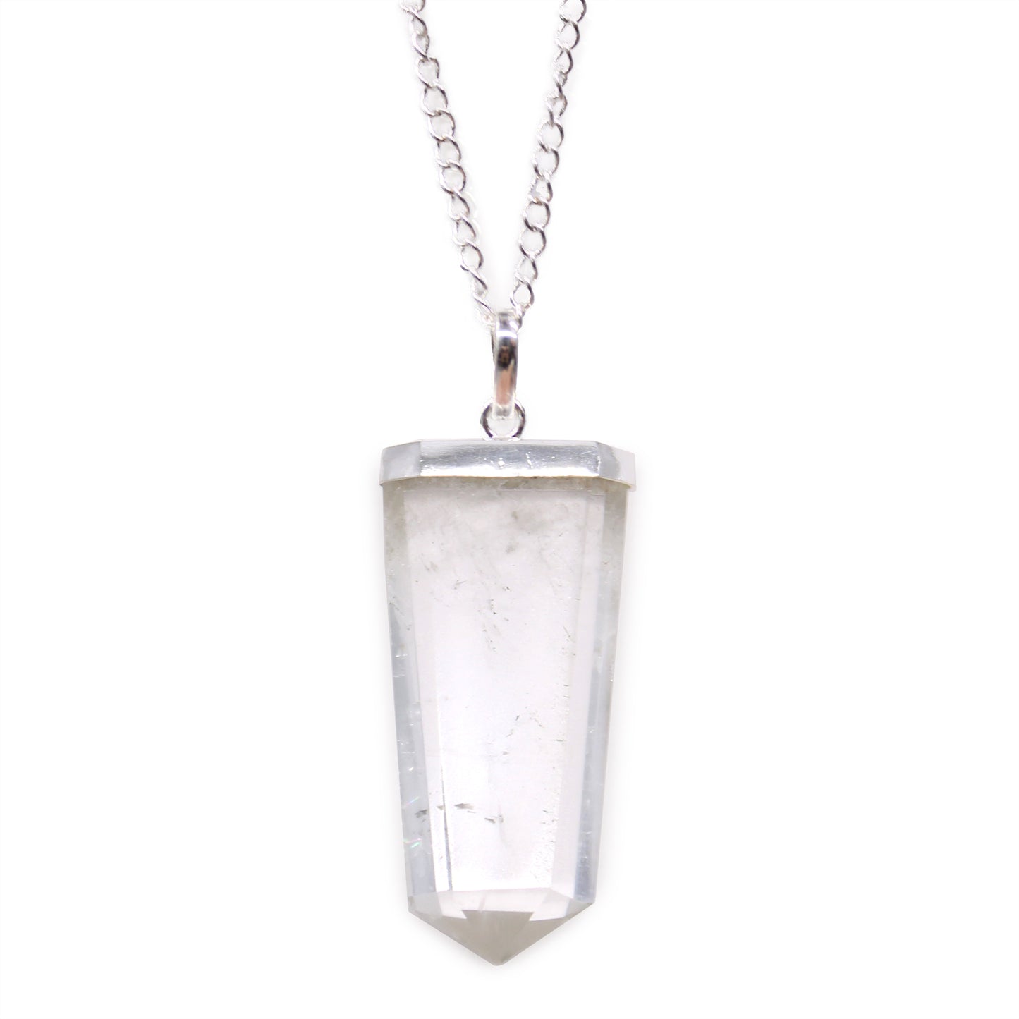 Pendentif en pierre précieuse plate - Quartz de roche