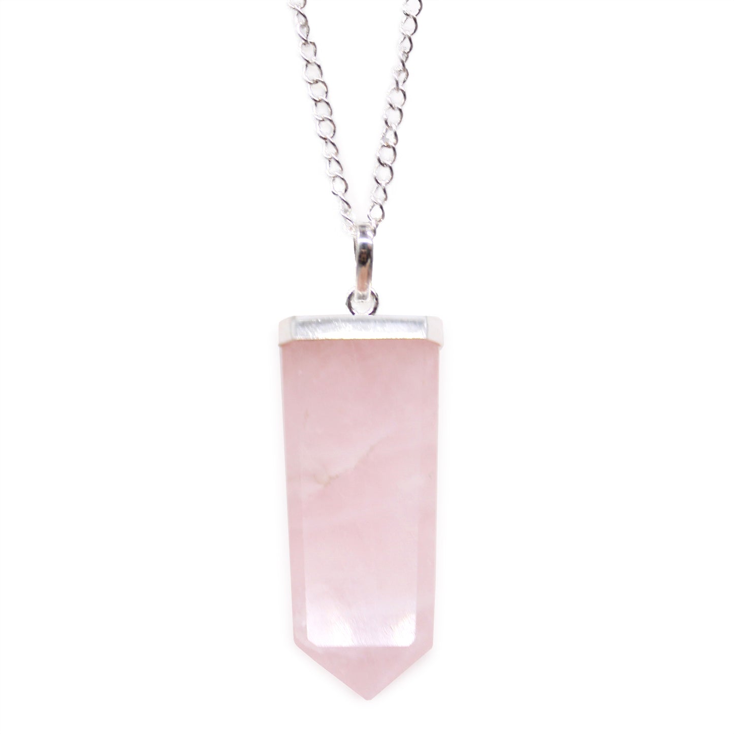 Pendentif en pierre précieuse plate - Quartz rose
