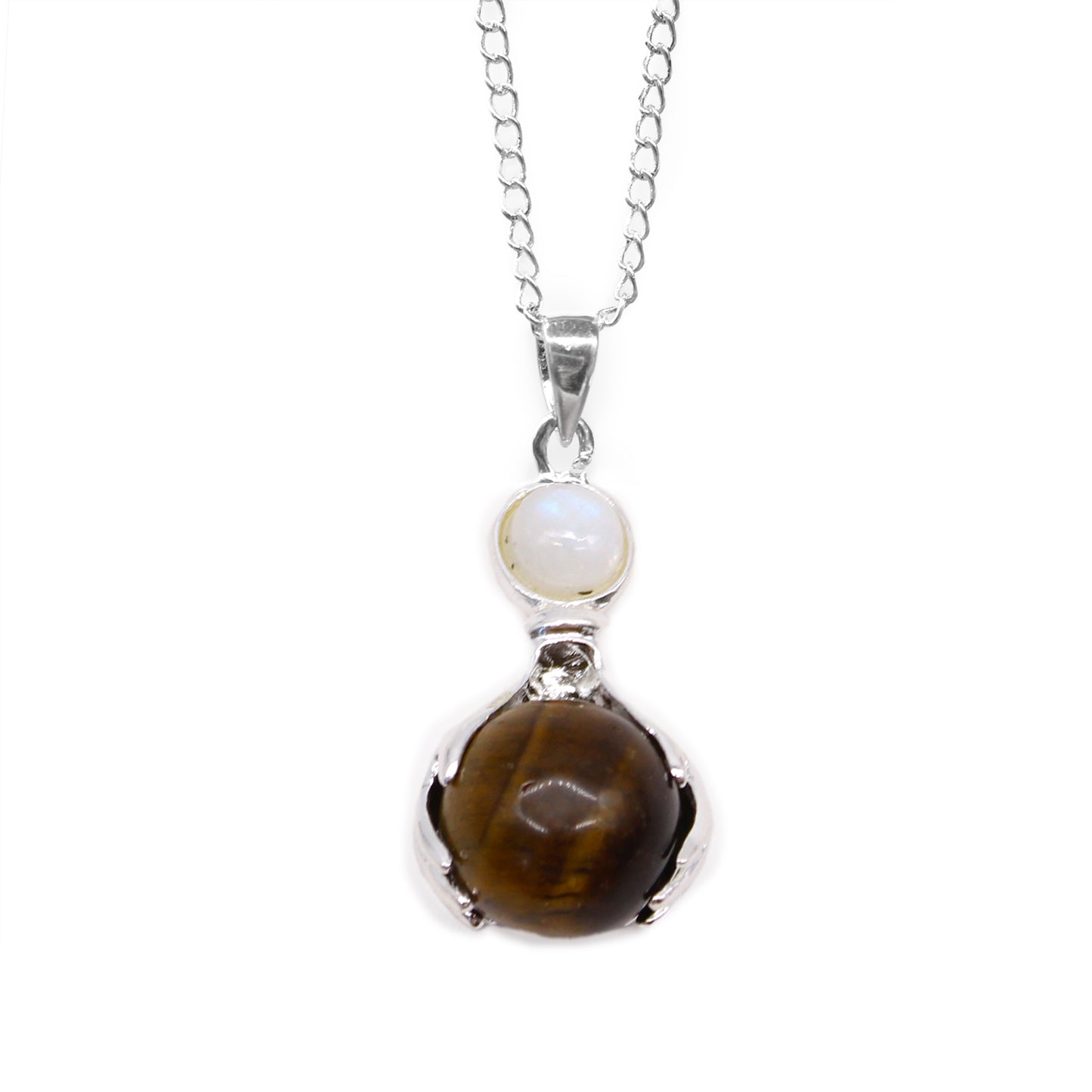 Pendentif « Mains de guérison » en pierre précieuse – Œil de tigre