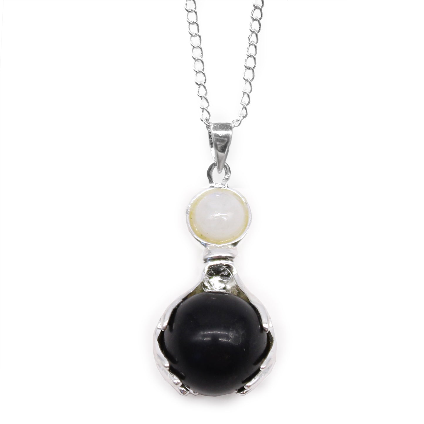 Pendentif mains guérisseuses en pierre précieuse - Agate noire