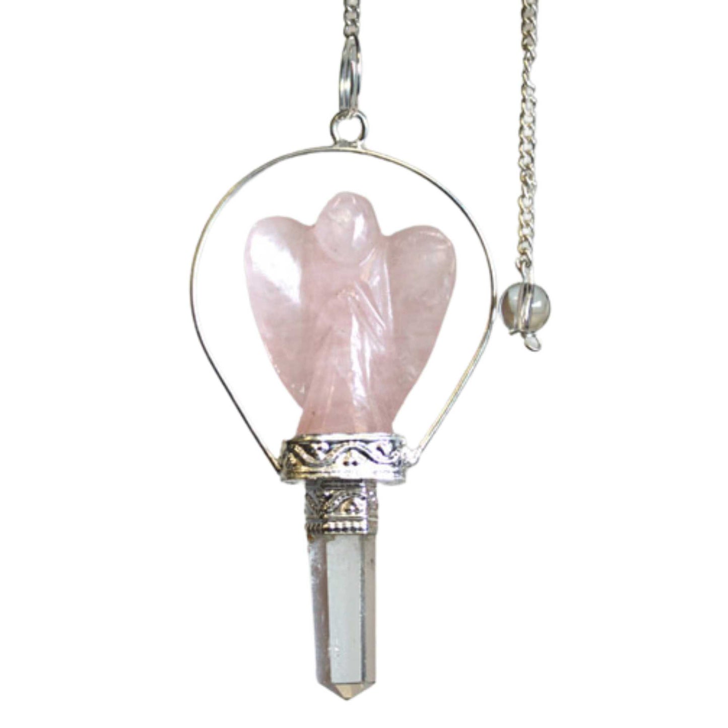Pendule d'ange en quartz rose