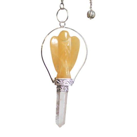Pendule d'ange avec anneau en quartz jaune