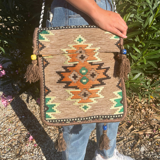 Sac à bandoulière beige Kilim Festival