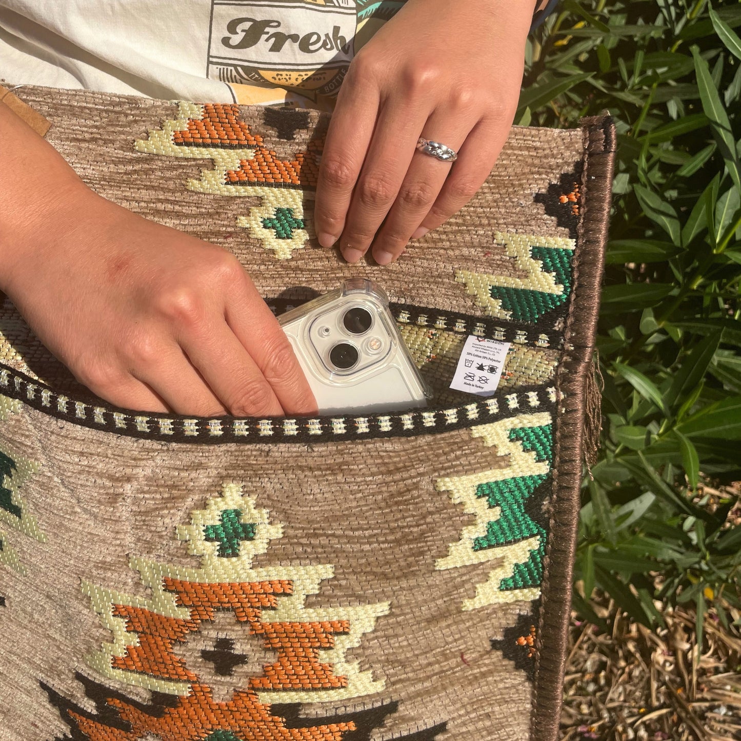 Sac à bandoulière beige Kilim Festival