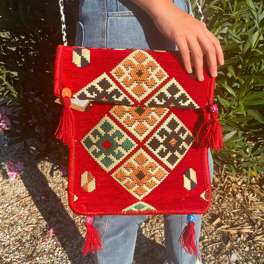 Sac bandoulière rouge Kilim Festival