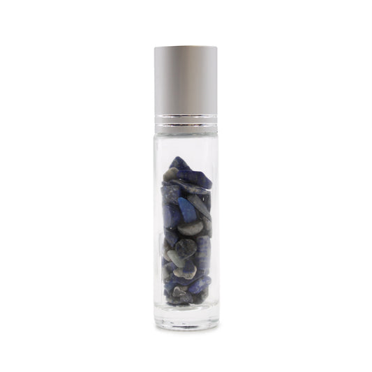 Flacon à bille pour huiles essentielles en pierres précieuses - Sodalite - Bouchon argenté