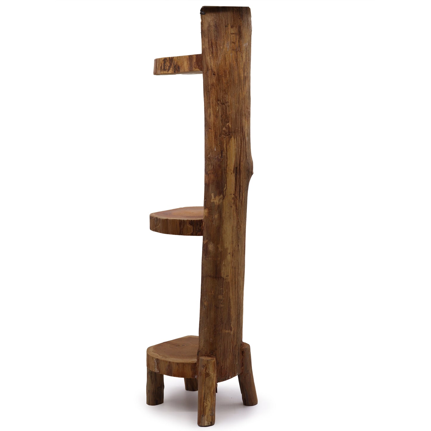 Holzregal aus natürlichem Teakholz, 3 Regale, 100 cm Höhe