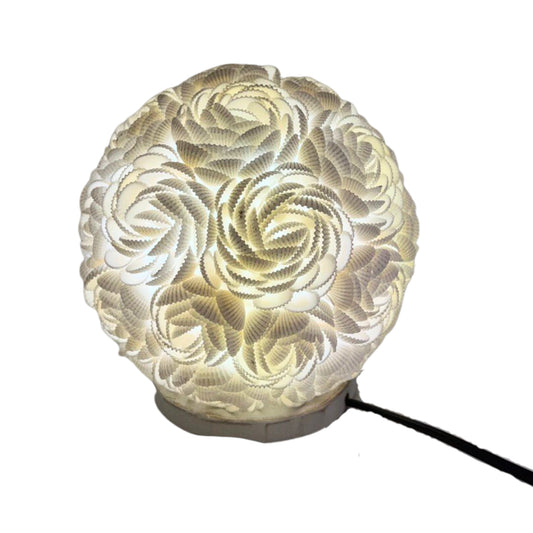 Lampe coquillage bohème - Globe rose - 20 cm