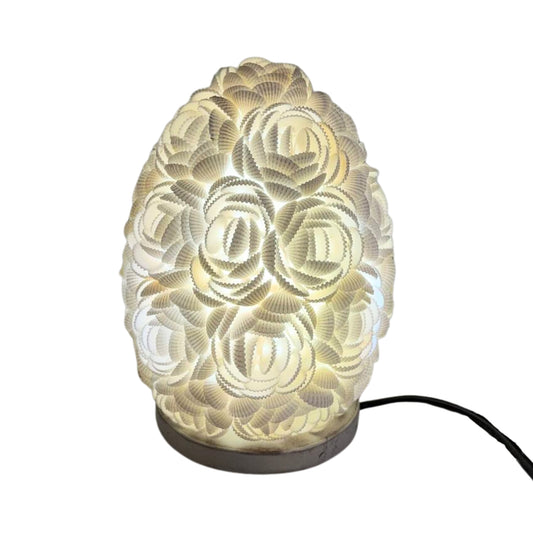 Lampe coquillage Boho - Ovale rose - 15 cm