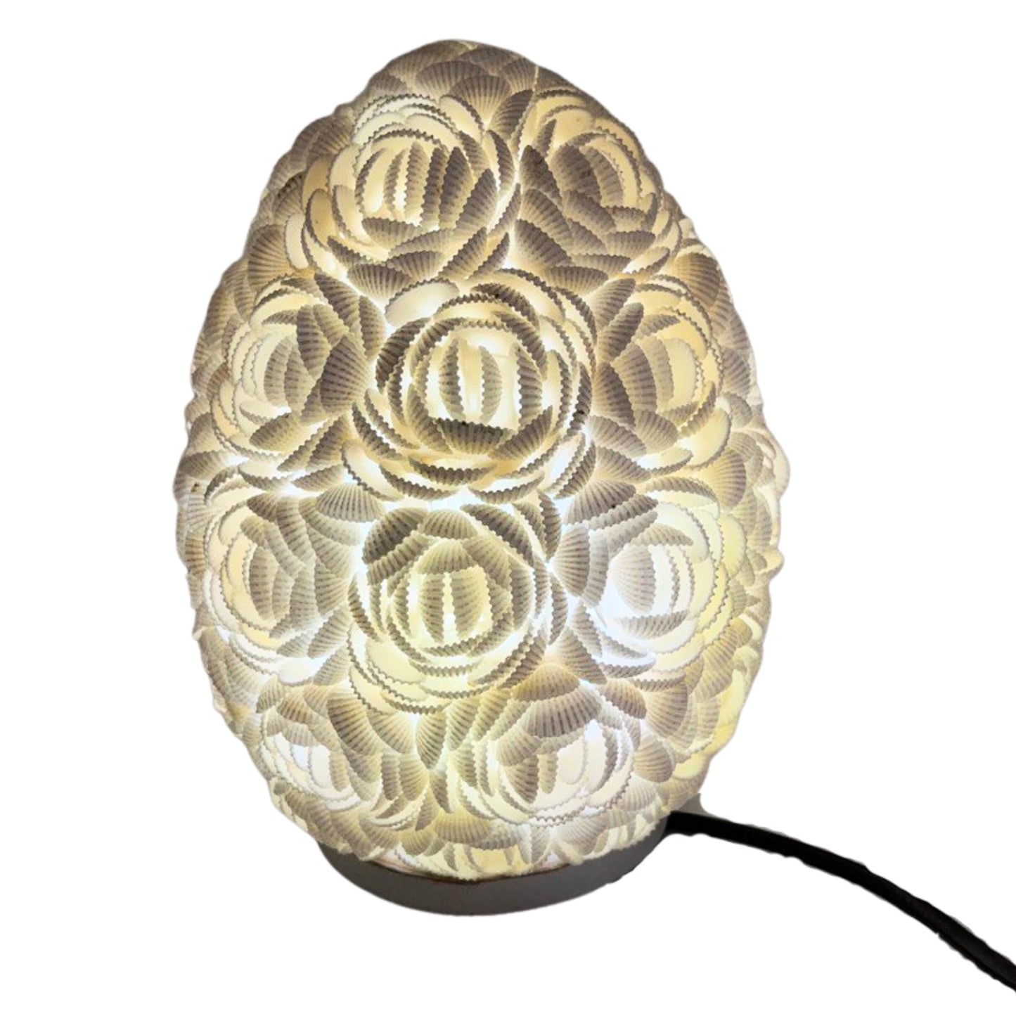 Lampe coquillage Boho - Ovale rose - 20 cm