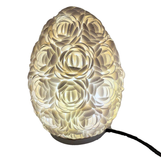 Lampe coquillage Boho - Ovale rose - 20 cm