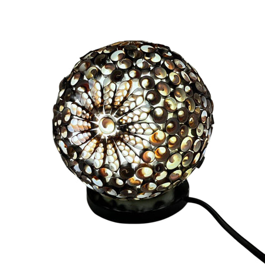 Lampe coquillage bohème - Globe torsadé chocolat - 15 cm