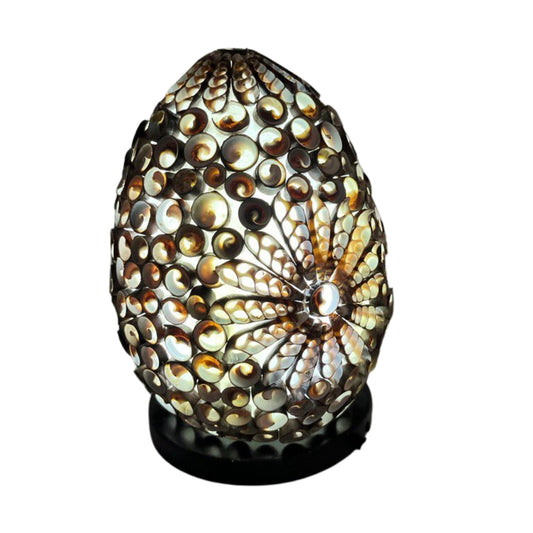 Lampe coquillage Boho - Ovale torsadé chocolat - 15 cm