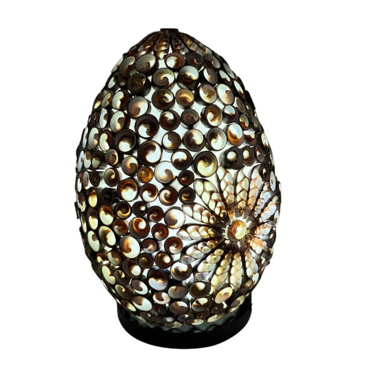 Lampe coquillage Boho - Ovale torsadé chocolat - 20 cm