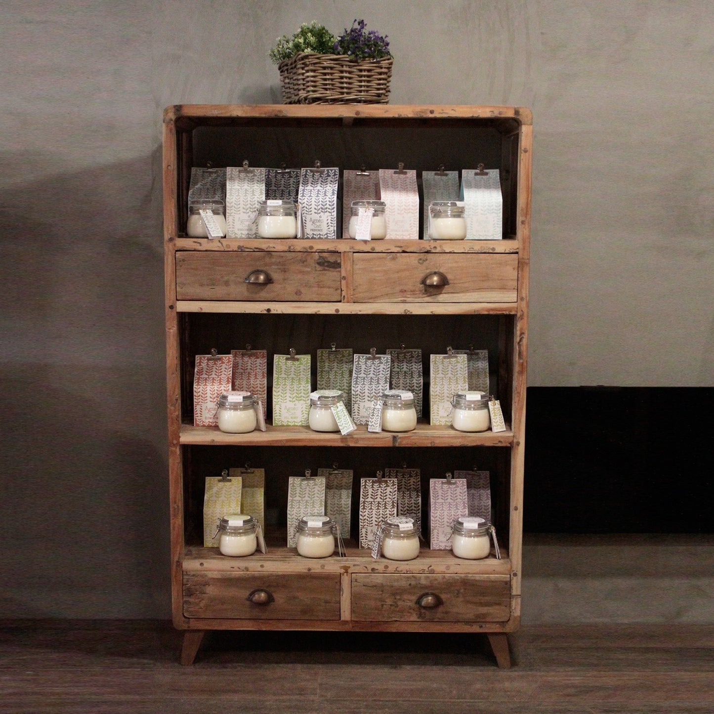 Regaldisplay - Recyclingholz - 100x40x160cm