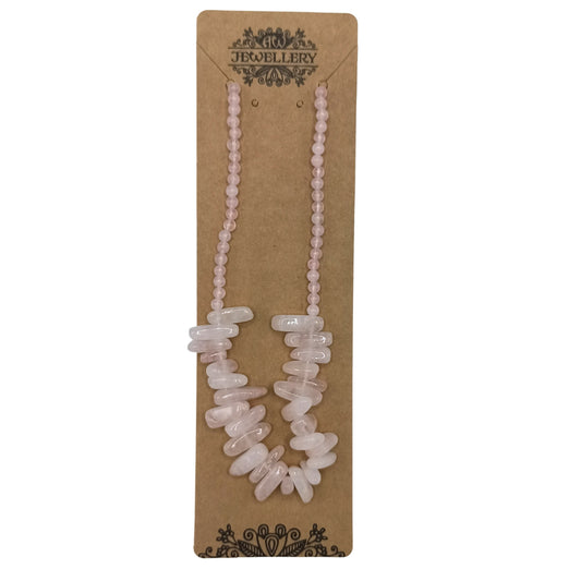 Collier Longstone en pierres précieuses - Quartz rose