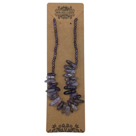 Collier long en pierres précieuses - Améthyste