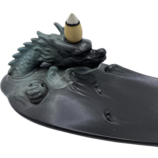Brûleur d'encens à refoulement - Dragon dans la piscine avec des détails étonnants