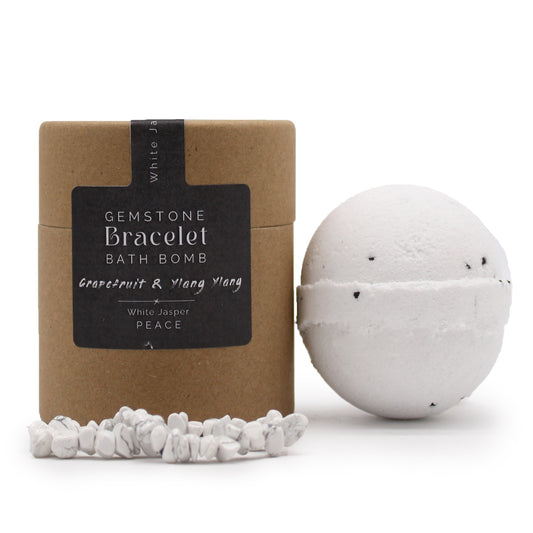 Bracelet bombe de bain avec pierres précieuses en jaspe blanc