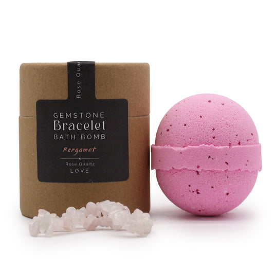 Bracelet de bombe de bain avec pierres précieuses en quartz rose