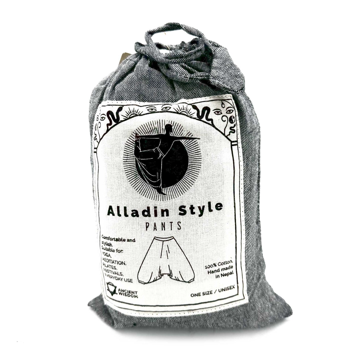 Pantalon de yoga et de festival - Imprimé Aladdin Himalaya en gris