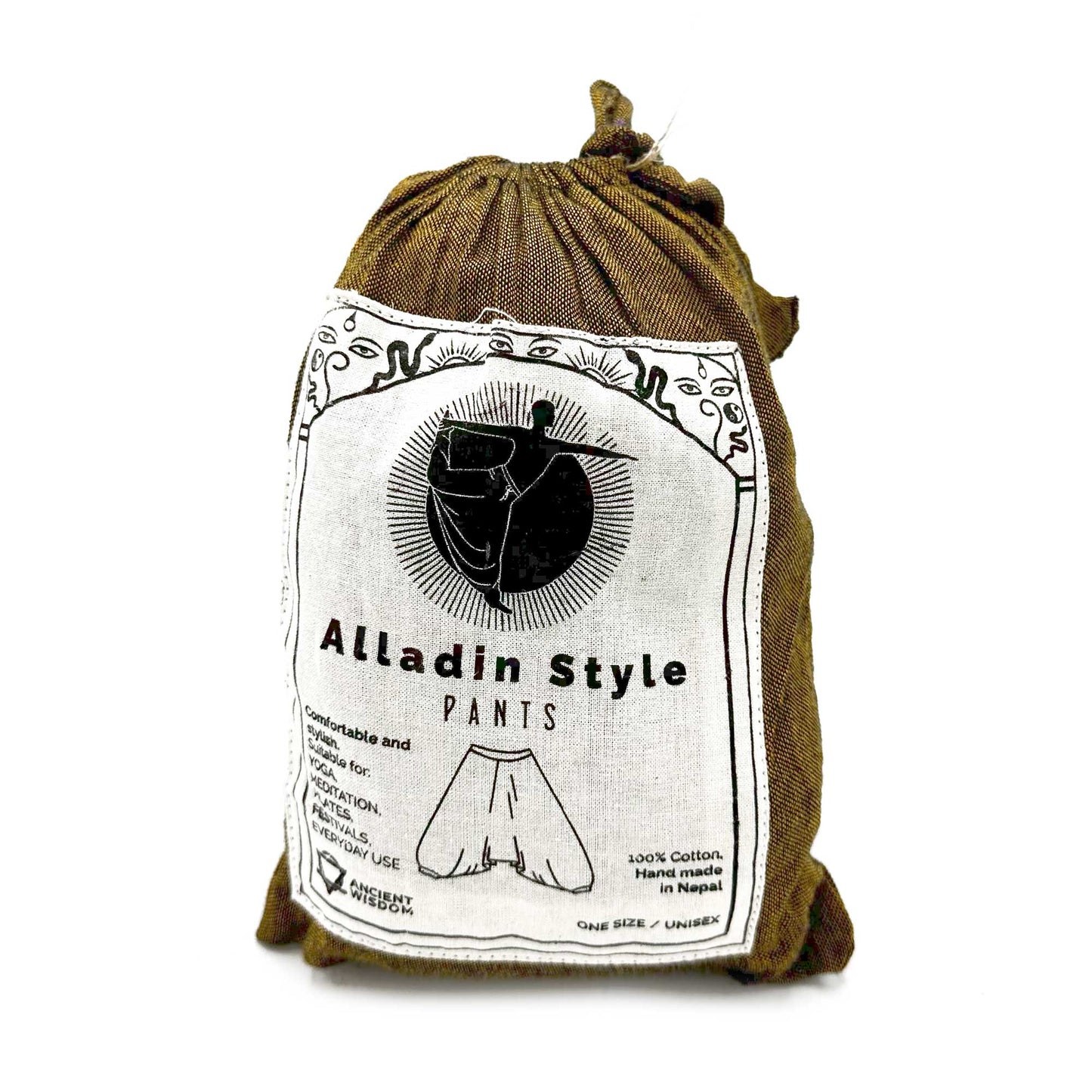 Pantalon de yoga et de festival - Imprimé Aladdin Himalayan en orange