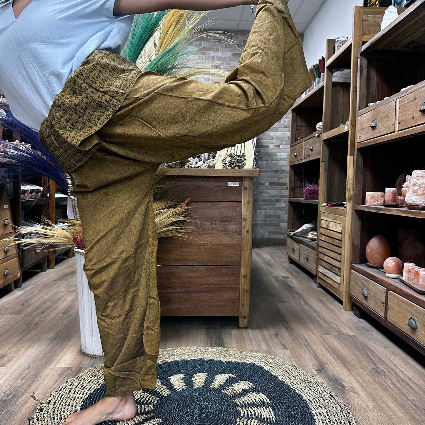 Pantalons de yoga et festivals – Mantra mandala du pêcheur thaïlandais en orange