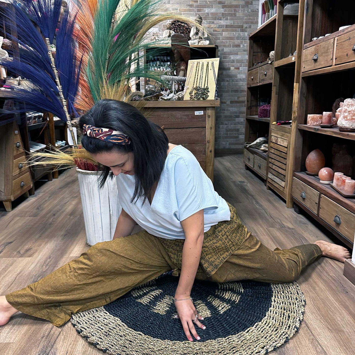 Pantalons de yoga et festivals – Mantra mandala du pêcheur thaïlandais en orange