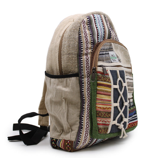 Grand sac à dos en chanvre - Style corde avec poches