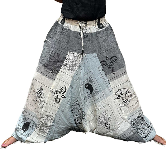 Pantalon de yoga et de festival - Imprimé Aladdin Himalaya en gris